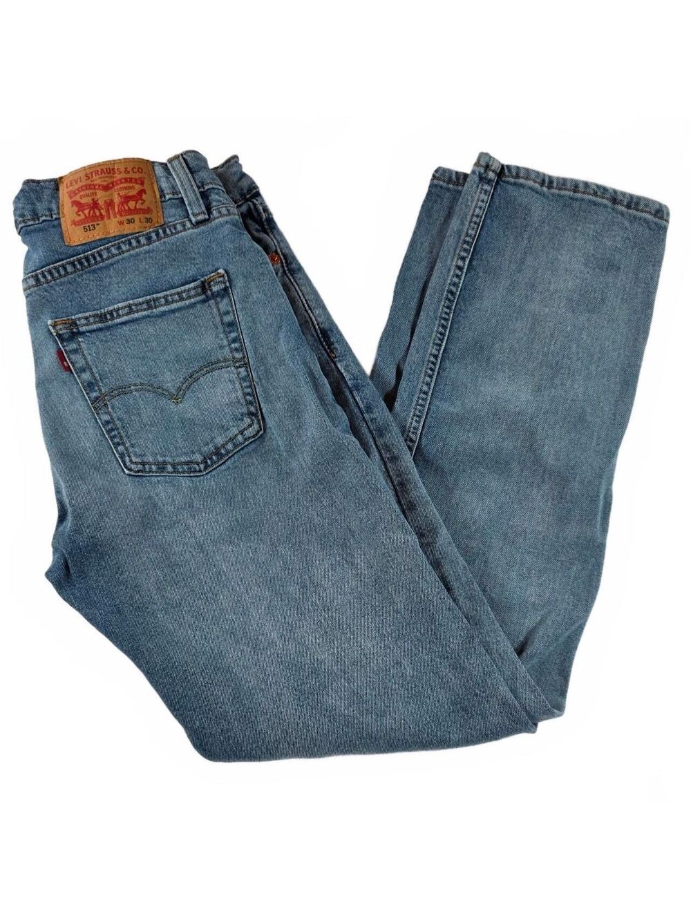 Levi's 513 Men's Jeans W30 L30 Light Blue Slim Denim Straight Fit Classic